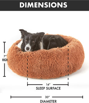 Calming Donut Bed for Dogs and Cats| Large (30 x 30 x 7 Inch)|Ocher|OhGeni - aborderproducts