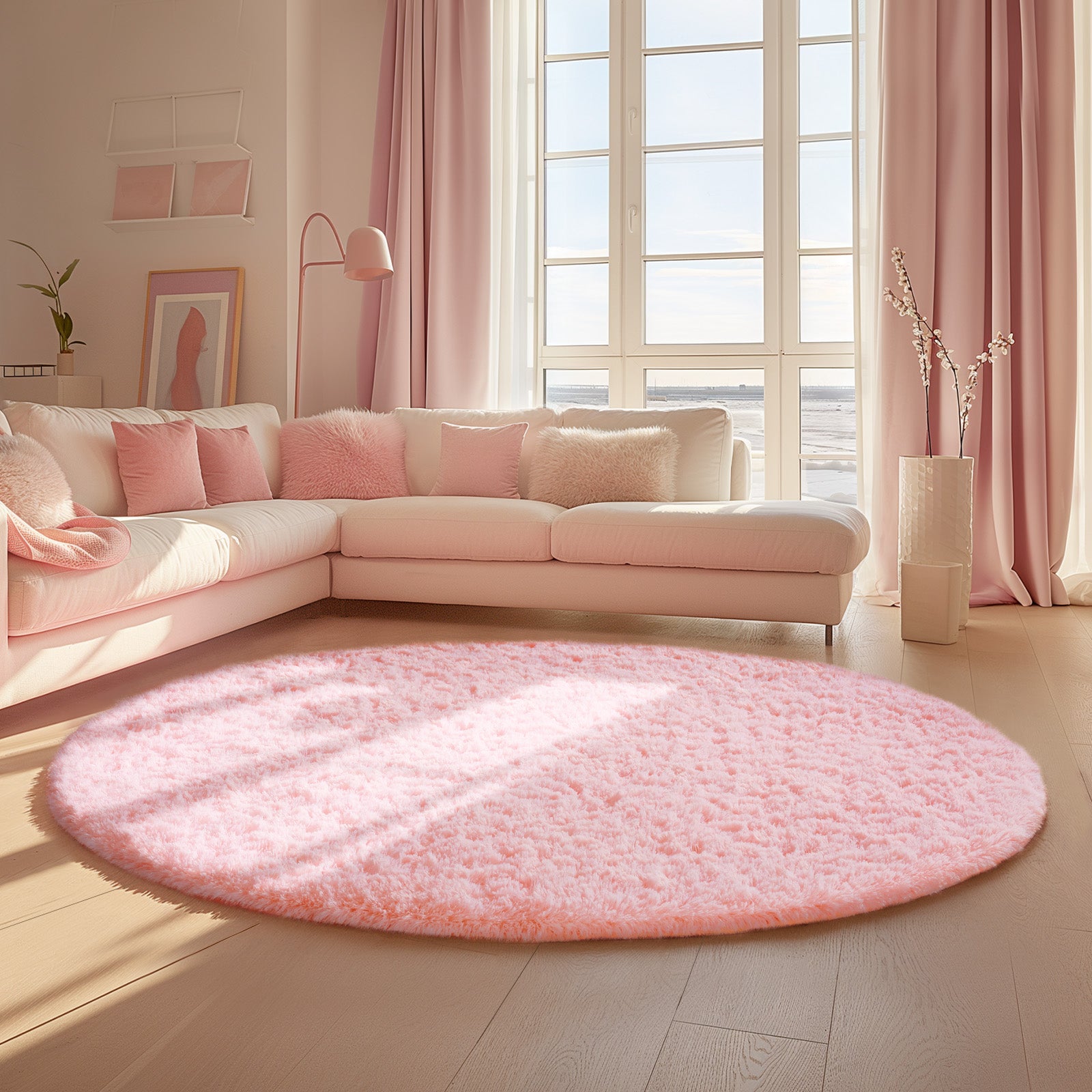 Ophanie | Round Rug | 7 Ft | Pink - aborderproducts