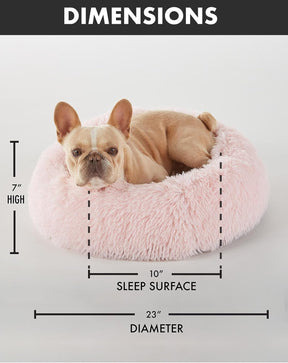 Calming Donut Bed for Dogs and Cats| Medium (23 x 23 x 7 Inch))|Pink|OhGeni - aborderproducts