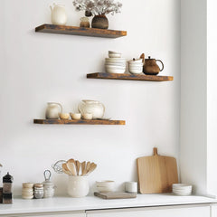 BAYKA | Floating Shelves | 22.5 inches | 3 Piece | Rustic Brown - aborderproducts