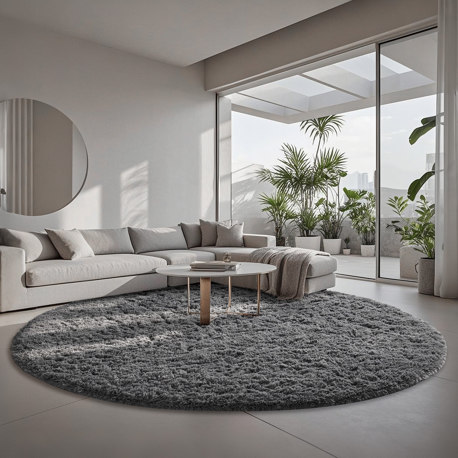 Ophanie | Round Rug | 8 Ft | Grey - aborderproducts