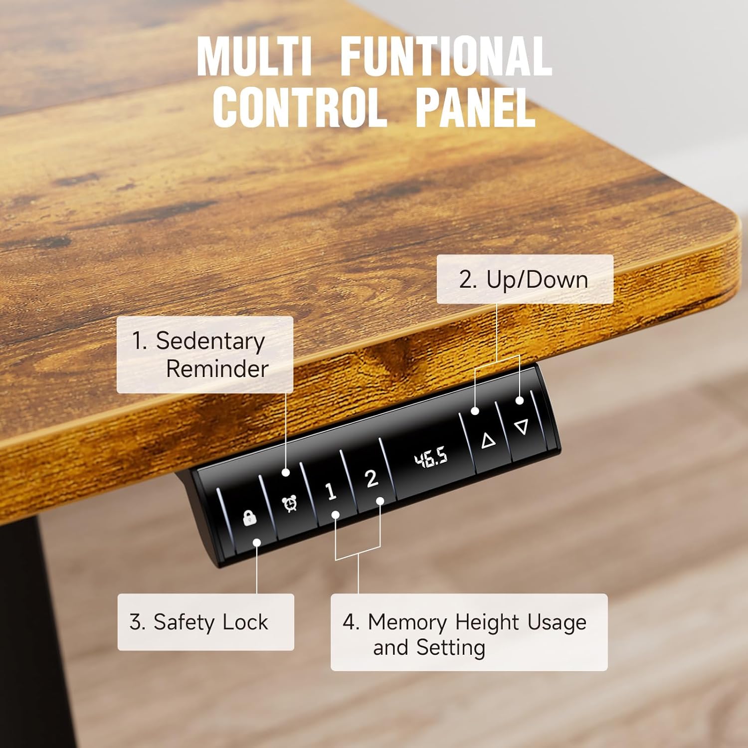 Veken | Electric Standing Desk | 39.4 Inch | Brown - aborderproducts