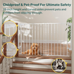 Cumbor | Safety Gate | No Bottom Bar | 28" x 31.6-48" | White - aborderproducts