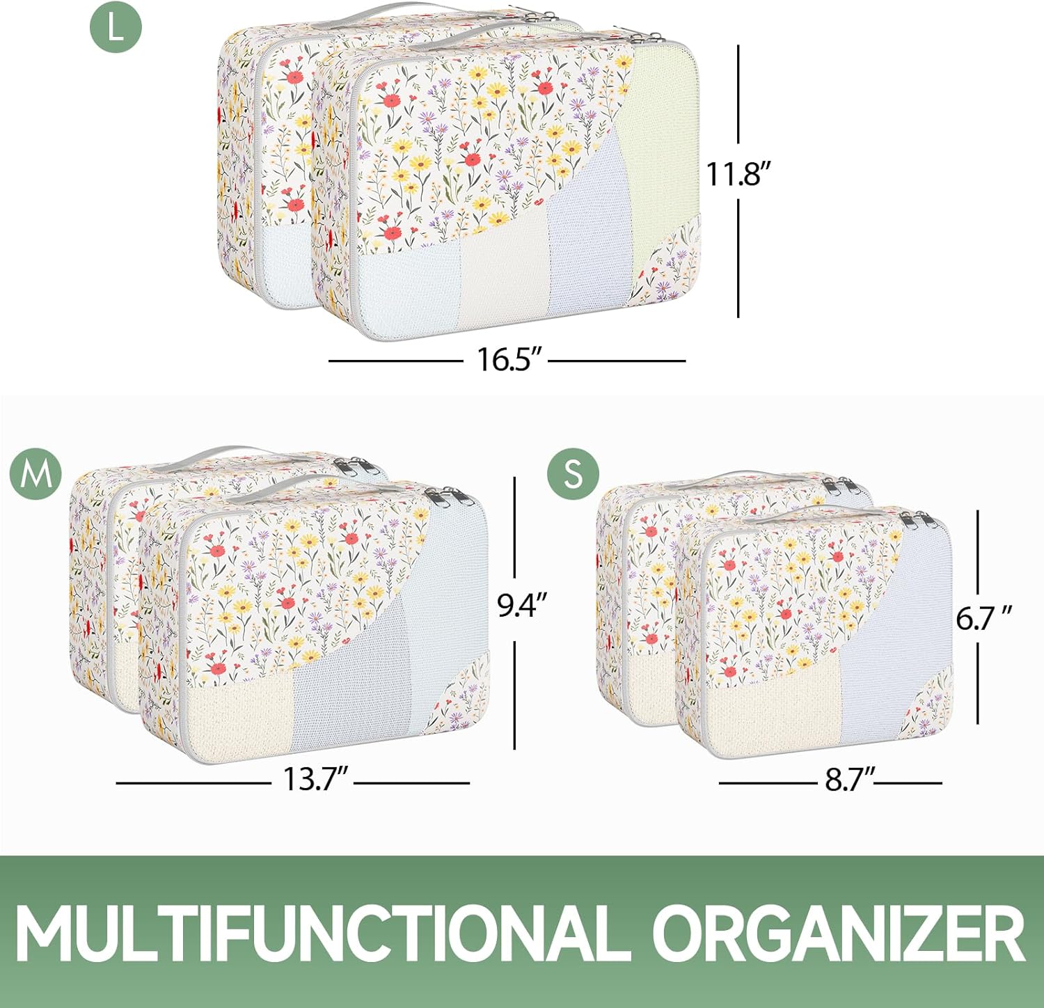 OlarHike Packing Cubes | Set Of 6 | Floral - aborderproducts