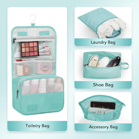 8-Piece Set Compression Packing Cubes (New Blue Green） - aborderproducts
