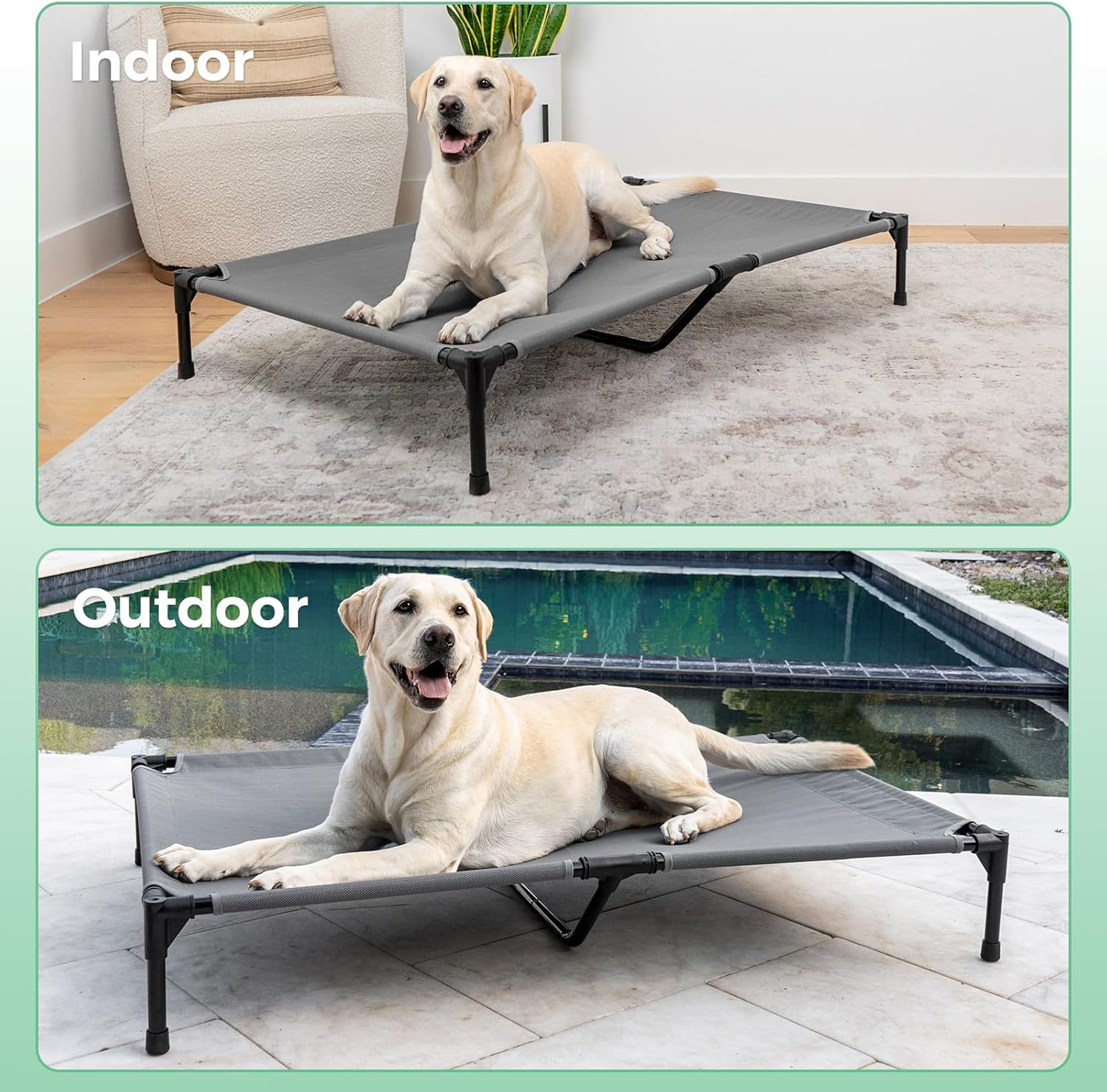 OhGeni | Elevated Dog Bed | 50 inches | Gray - aborderproducts