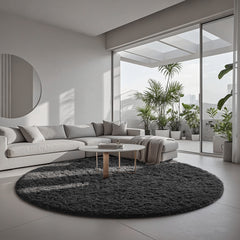 Ophanie | Round Rug | 7 Ft | Black - aborderproducts