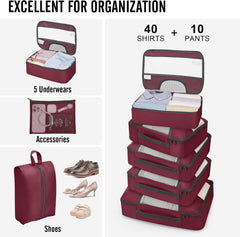 Veken | 10 Set | Packing Cube | Ruby Wine - aborderproducts