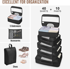 Veken | 10 Set | Packing Cube | Black - aborderproducts