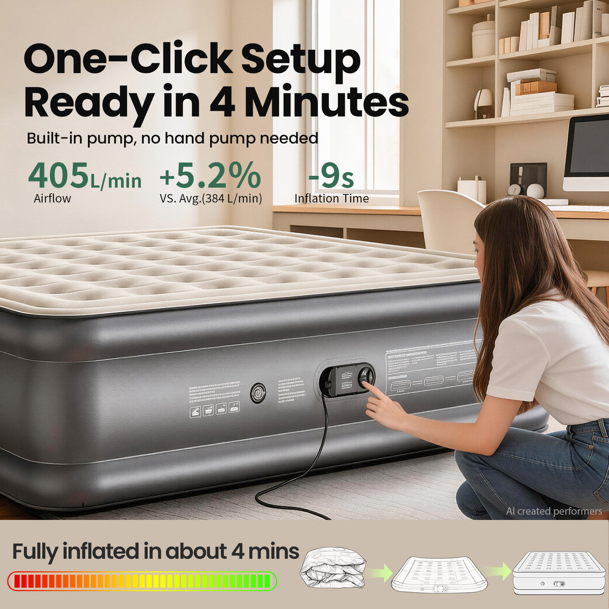 OlarHike King Size Air Mattress with Built in Pump, 18" Blow Up Bed, 850lb-5