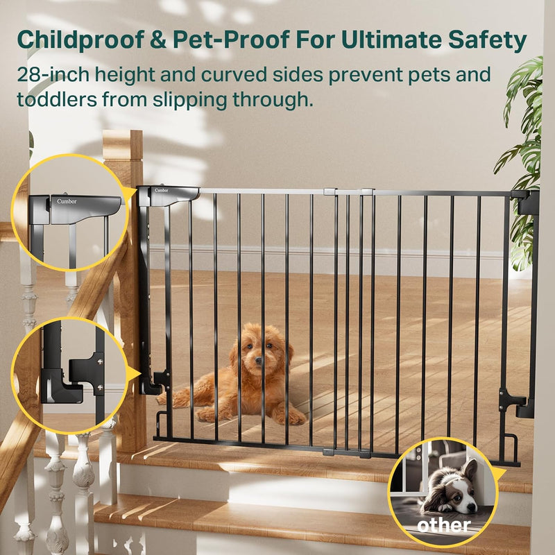 Cumbor | Safety Gate | No Bottom Bar | 29.2-43" | Black-zoom-