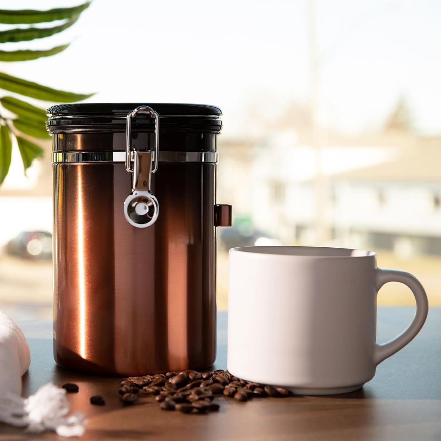 Coffee Canister | Stainless Steel | 22OZ | Copper | Veken - aborderproducts