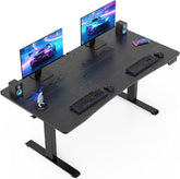 Veken 63 × 28 Inch Electric Standing Desk with Adjustable Height, Sit to Stand Computer Table for Study, Work or Gaming, Home Office Desk Black - aborderproducts
