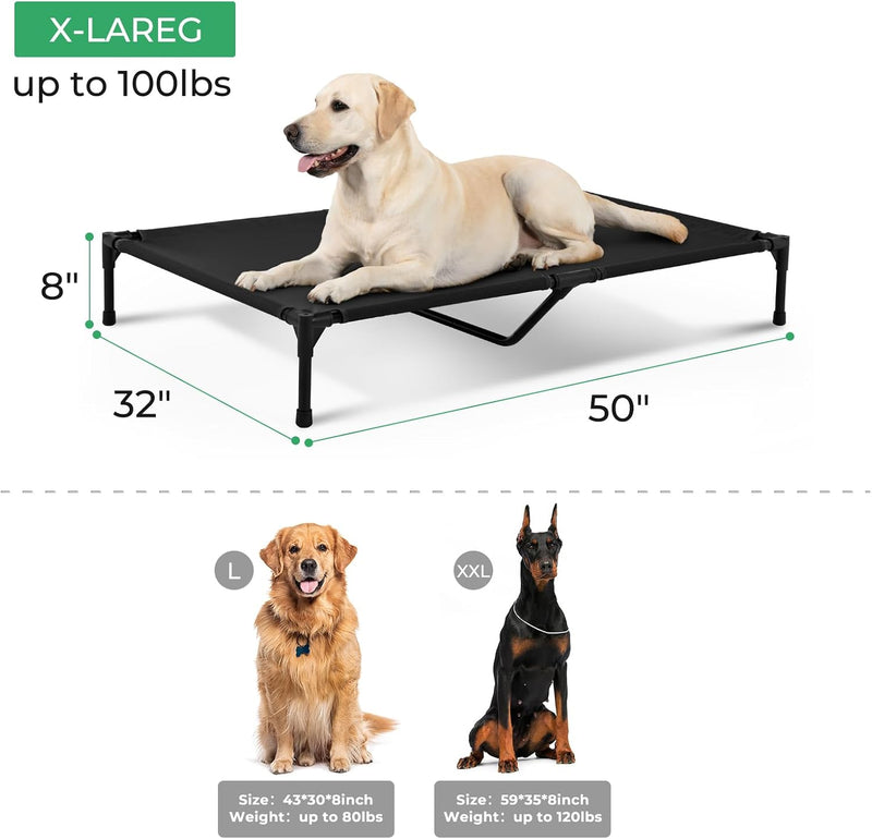 OhGeni | Elevated Dog Bed | 50 inches | XL | Black-zoom-