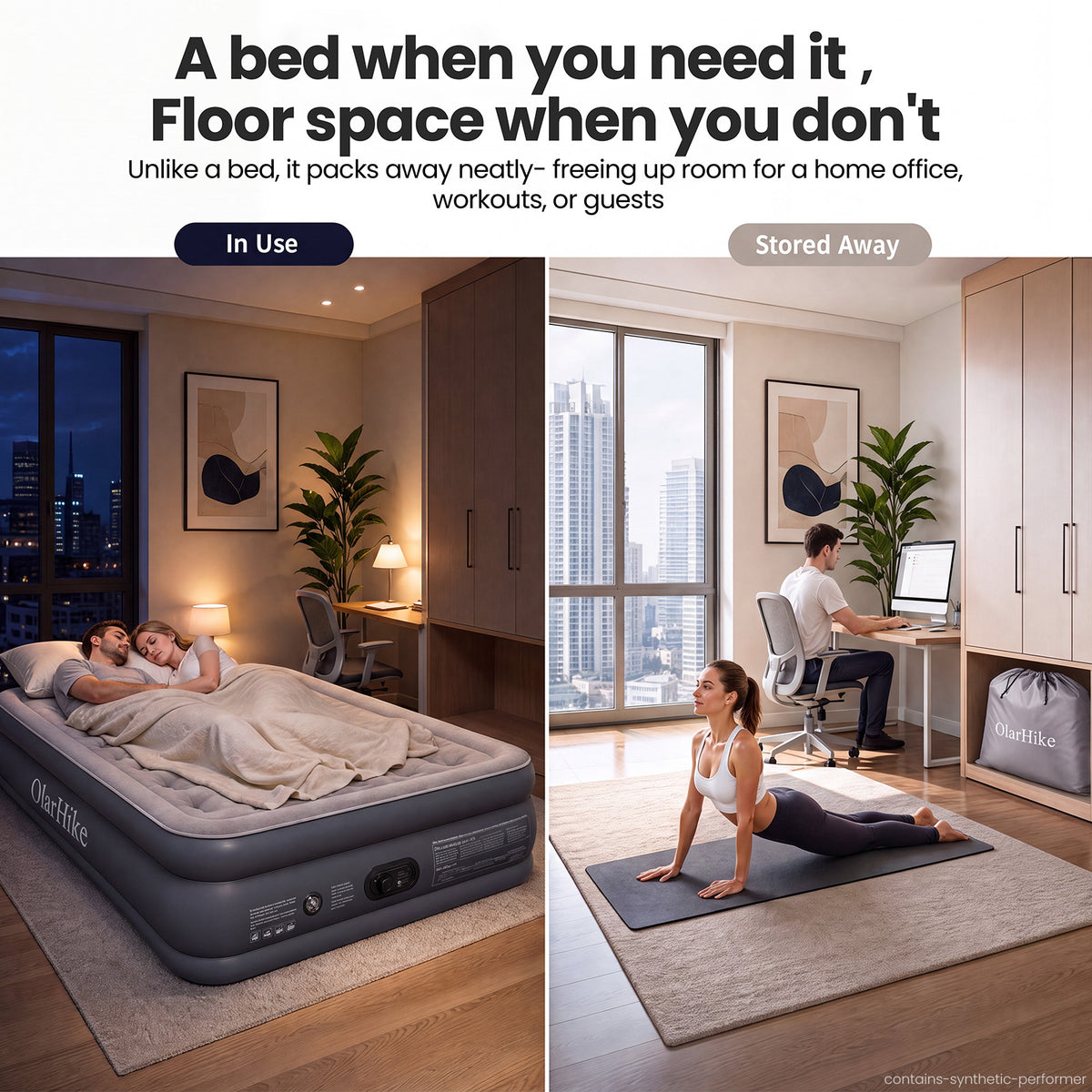 OlarHike Full Air Mattress Built-in Pump，20" Air Bed for Home,600LBS-7