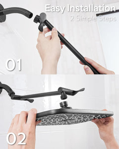 Veken Rain Shower Head,12 Inch Large Rainfall Showerhead-Matte Black - aborderproducts