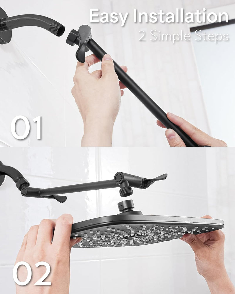 Veken Rain Shower Head,12 Inch Large Rainfall Showerhead-Matte Black-zoom-