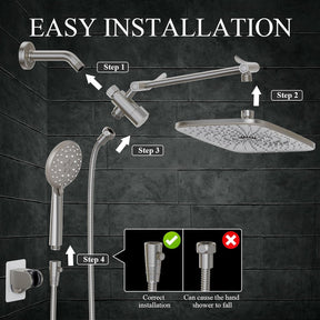 Veken | Shower Head Combo | 12"  | Brushed Nickel