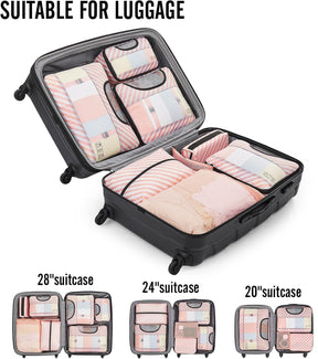Veken | 10 Set | Packing Cube | Sweet Pink Stripes - aborderproducts