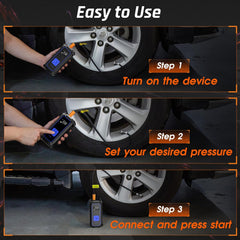 OlarHike Cordless Electric Tire Inflator Portable Air Compressor, Auto Air Pump for Car Tires,SUV,Bicycle, Bike,motorcycle,ball, Tire Inflator with Digital Pressure Gauge, Smart Pump with LED Light, Blue - aborderproducts