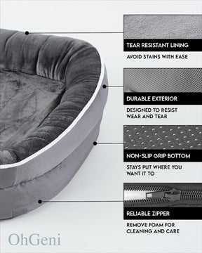 Orthopedic Dog Bed| X-Large (42 x 31 x 7 Inch))|Gray|OhGeni - aborderproducts