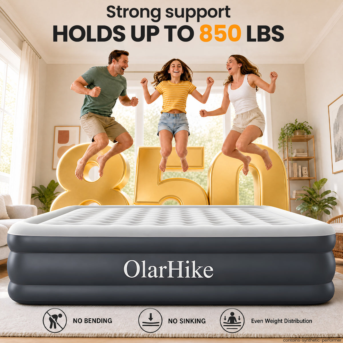OlarHike 20" H King Air Mattress with Built in Pump,Inflatable Bed, 850lb-zoom-7