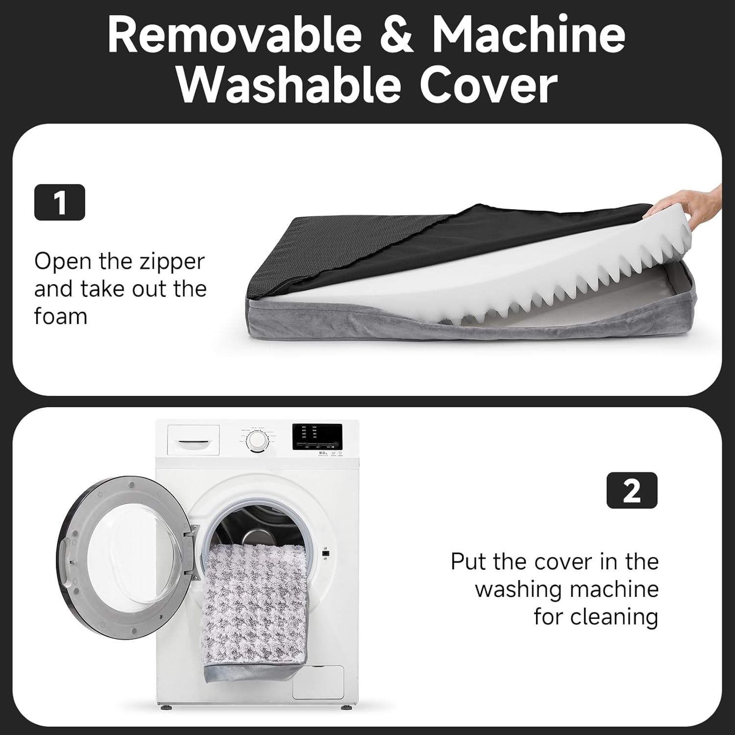 OhGeni | Dog Bed | Houndstooth Fabric | 41 Inches | Gray - aborderproducts