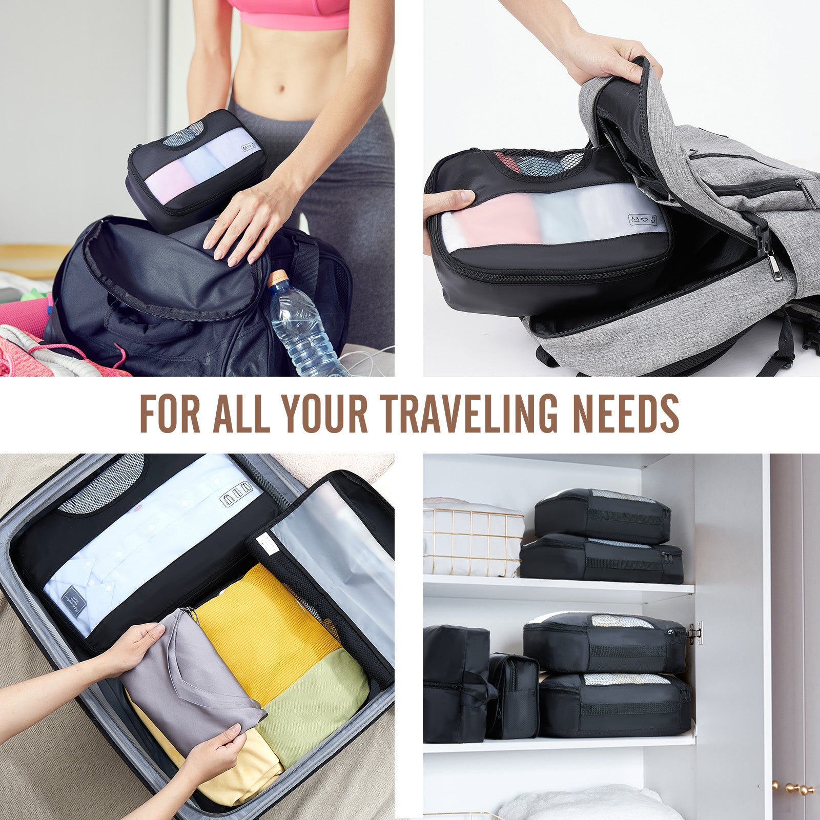 Veken | Packing Cubes | 8 Set | Black - aborderproducts