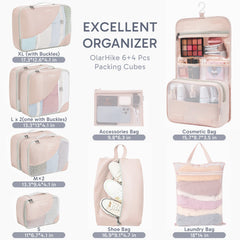 ALL INCLUDED 10 Set Durable Packing Cubes for Suitcases,OlarHike Essentials for Travel,UPGRADED Anti-Tear Stitching, NEW Improved Luggage Packing Organizers for Travel Accessories (Flower) - aborderproducts