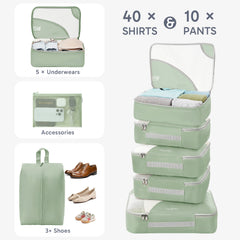 ALL INCLUDED 10 Set Durable Packing Cubes for Suitcases,OlarHike Essentials for Travel,UPGRADED Anti-Tear Stitching, NEW Improved Luggage Packing Organizers for Travel Accessories (Matcha Green) - aborderproducts