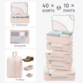 ALL INCLUDED 10 Set Durable Packing Cubes for Suitcases,OlarHike Essentials for Travel,UPGRADED Anti-Tear Stitching, NEW Improved Luggage Packing Organizers for Travel Accessories (Flower) - aborderproducts