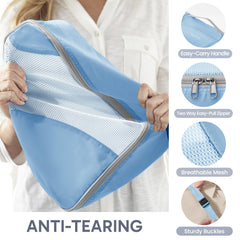 ALL INCLUDED 10 Set Durable Packing Cubes for Suitcases,OlarHike Essentials for Travel,UPGRADED Anti-Tear Stitching, NEW Improved Luggage Packing Organizers for Travel Accessories (Light Blue) - aborderproducts