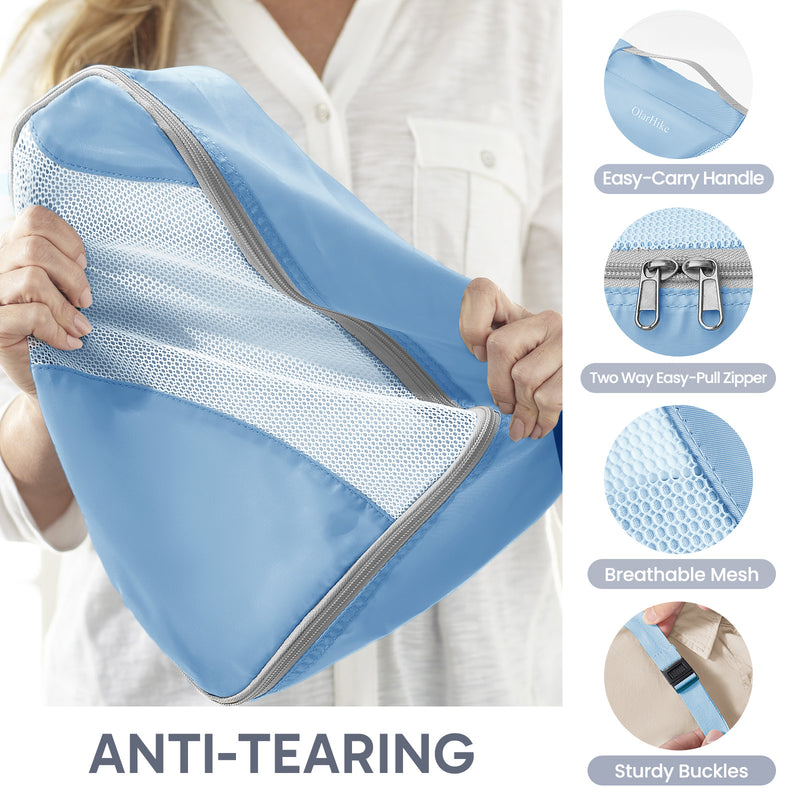 ALL INCLUDED 10 Set Durable Packing Cubes for Suitcases,OlarHike Essentials for Travel,UPGRADED Anti-Tear Stitching, NEW Improved Luggage Packing Organizers for Travel Accessories (Light Blue)-zoom-
