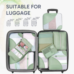 ALL INCLUDED 10 Set Durable Packing Cubes for Suitcases,OlarHike Essentials for Travel,UPGRADED Anti-Tear Stitching, NEW Improved Luggage Packing Organizers for Travel Accessories (Matcha Green) - aborderproducts