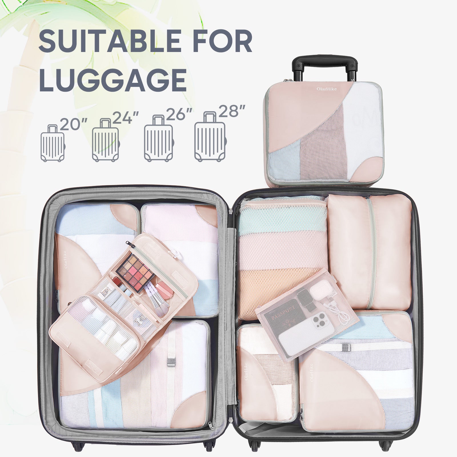 ALL INCLUDED 10 Set Durable Packing Cubes for Suitcases,OlarHike Essentials for Travel,UPGRADED Anti-Tear Stitching, NEW Improved Luggage Packing Organizers for Travel Accessories (Flower) - aborderproducts