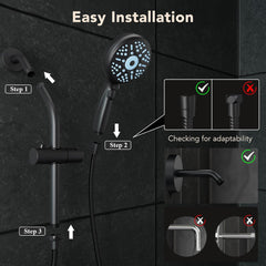 Veken | Shower Head | With Handheld, Slide Bar | Matte Black - aborderproducts