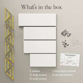 BAYKA | Floating Shelves | Set of 4 | White and Gold