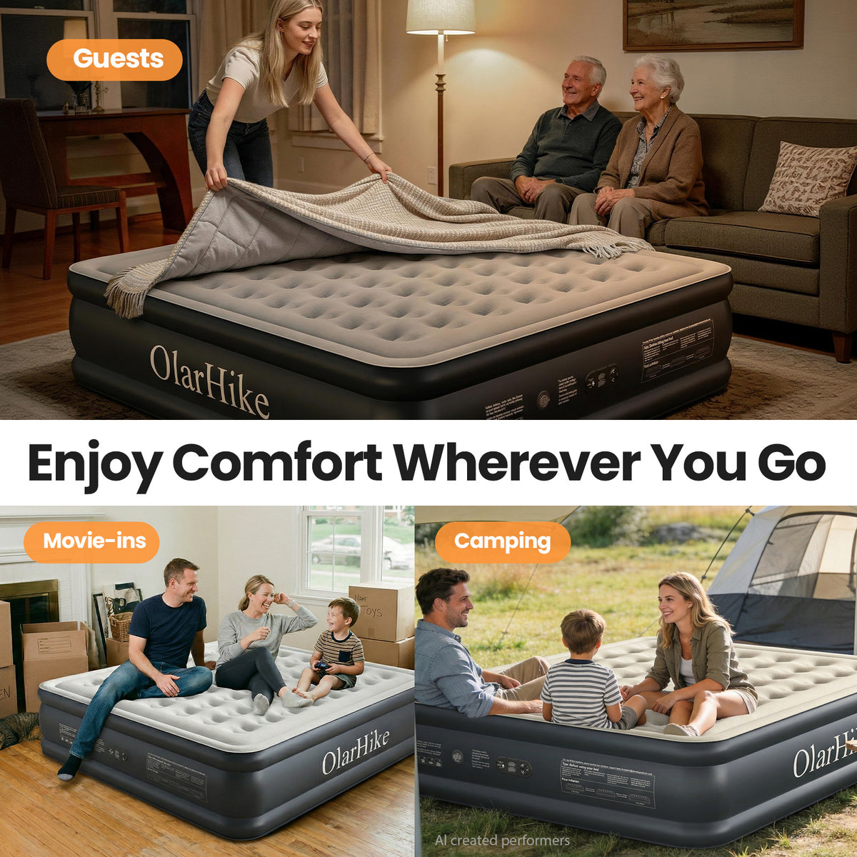 OlarHike King Size Air Mattress with Built in Pump, 18" Blow Up Bed, 850lb-zoom-6