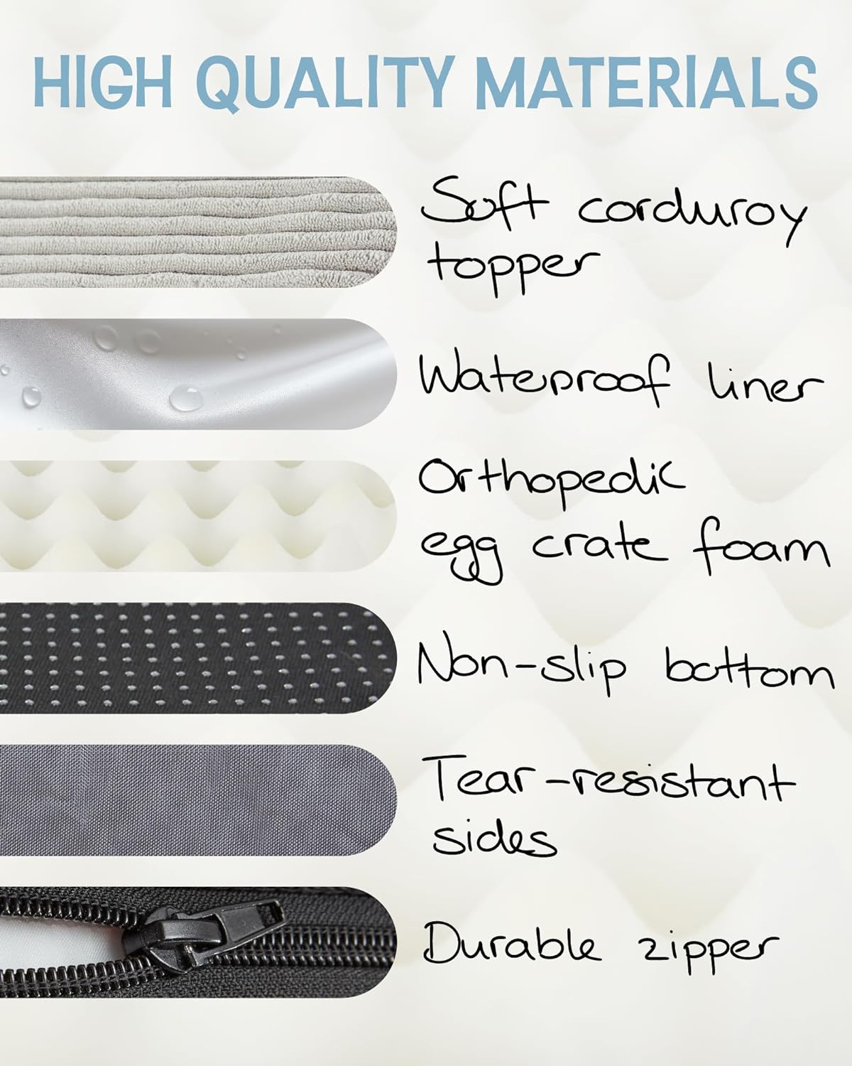 Dog Bed with Egg Crate Foam| Large (35 x 22 x 3.5 Inch)|Gray|OhGeni - aborderproducts