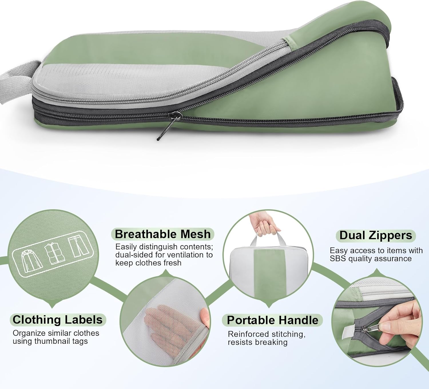 OlarHike | Compression Packing Cubes | 10 Sets | Matcha Green