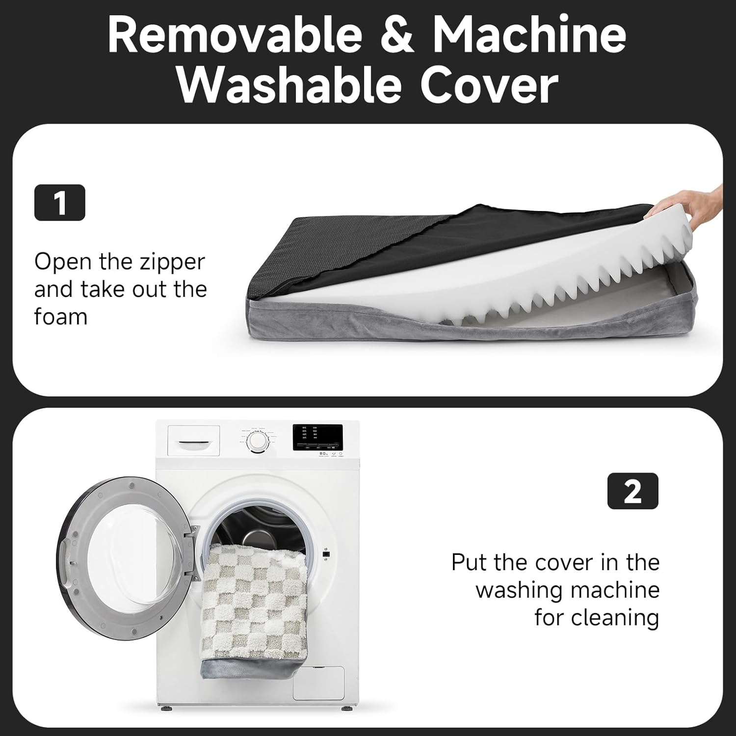 OhGeni | Dog Bed | Checkerboard Fabric | 41 Inches | Gray - aborderproducts