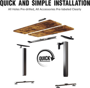 Veken | Electric Standing Desk | 39.4 Inch | Brown - aborderproducts