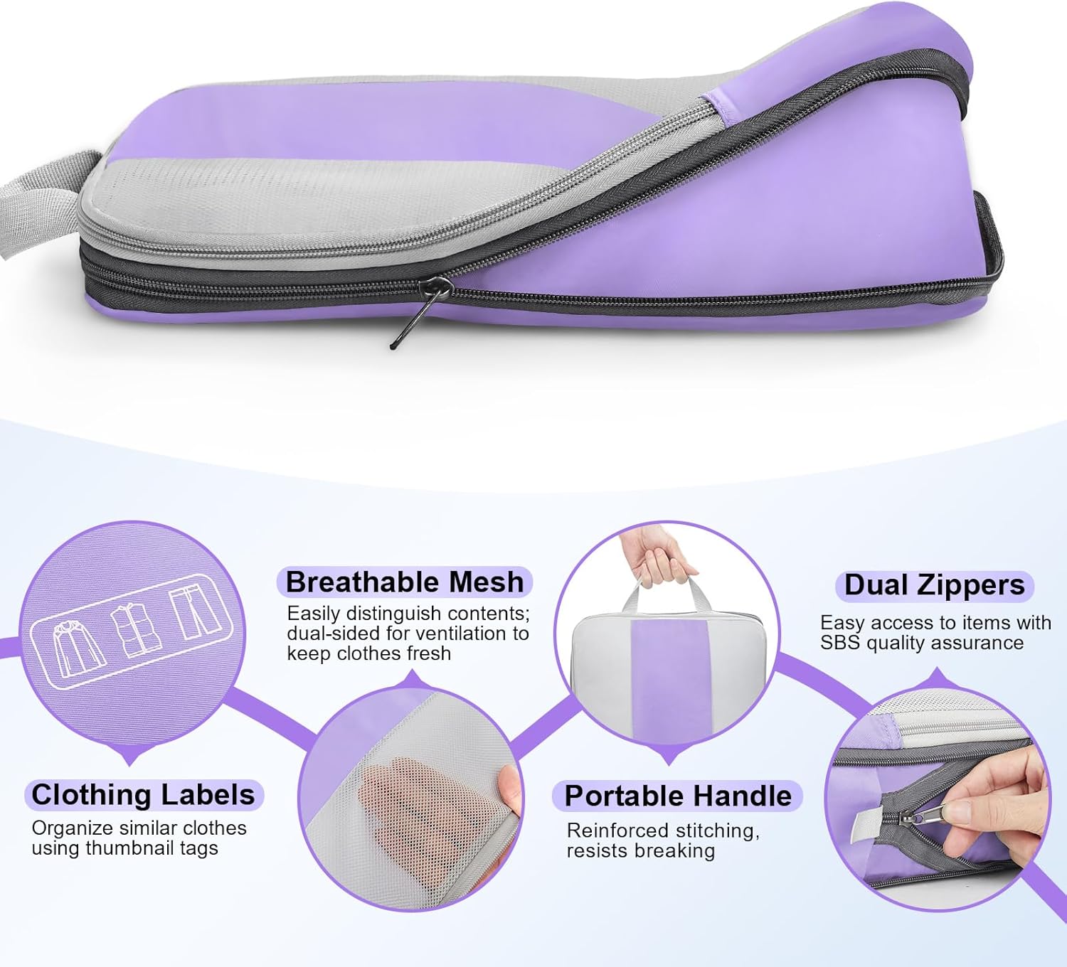 OlarHike | Compression Packing Cubes | 10 Sets | Light Purple