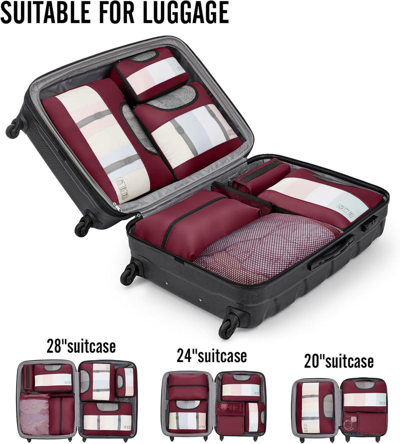 Veken | 10 Set | Packing Cube | Ruby Wine-zoom-