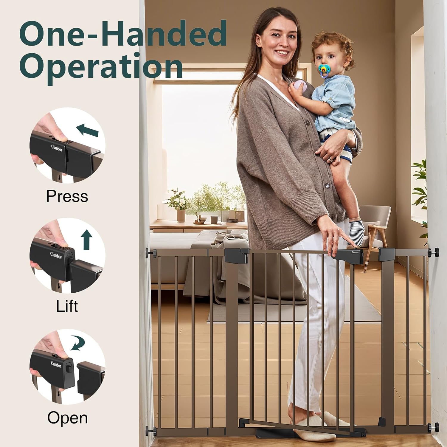 Cumbor | Safety Gate | 29.7-48"W x 30.5"H | Brown - aborderproducts