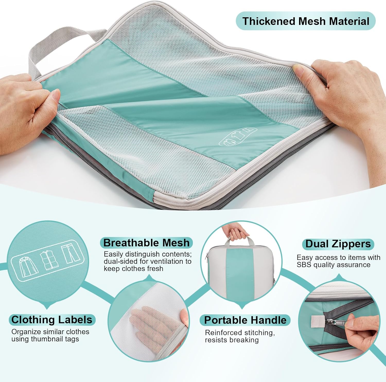 10 Set Compression Packing Cubes for Travel Essentials,Compressible Expandable Packing Cubes for Suitcase,OlarHike Luggage Organizer Bags for Travel,Handy Helper for Organizing Clothes(New Blue Green) - aborderproducts