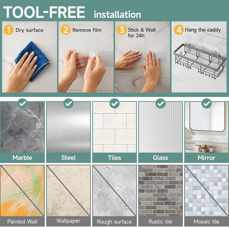 Veken | Shower Caddy |  5-Pack |  Gray-zoom-