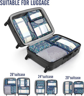 Veken | 10 Set | Packing Cube | Garden Navy Floral - aborderproducts