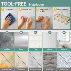 Veken | Shower Caddy |  5-Pack | Gold - aborderproducts