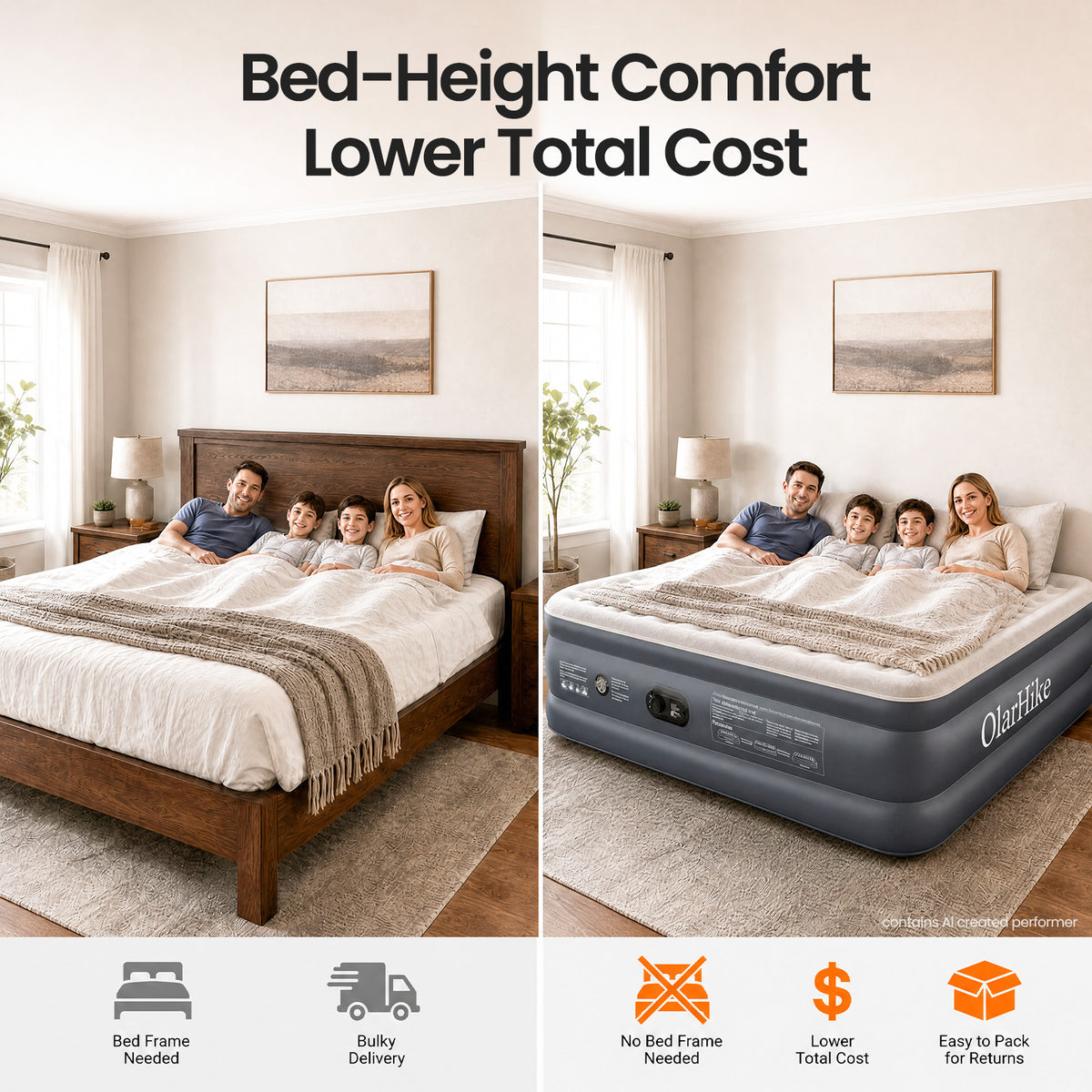 OlarHike 20" H Cal King Air Mattress with Built in Pump,Family Size, 850lb-zoom-8
